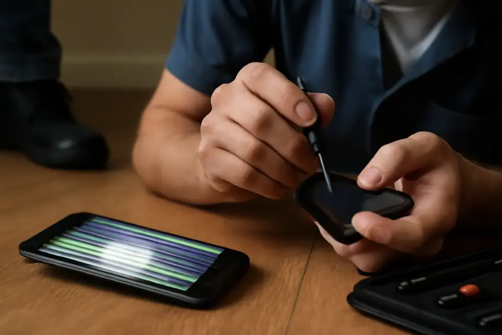 Display lampeggiante su iPhone dopo una caduta: la causa reale e l’intervento più rapido